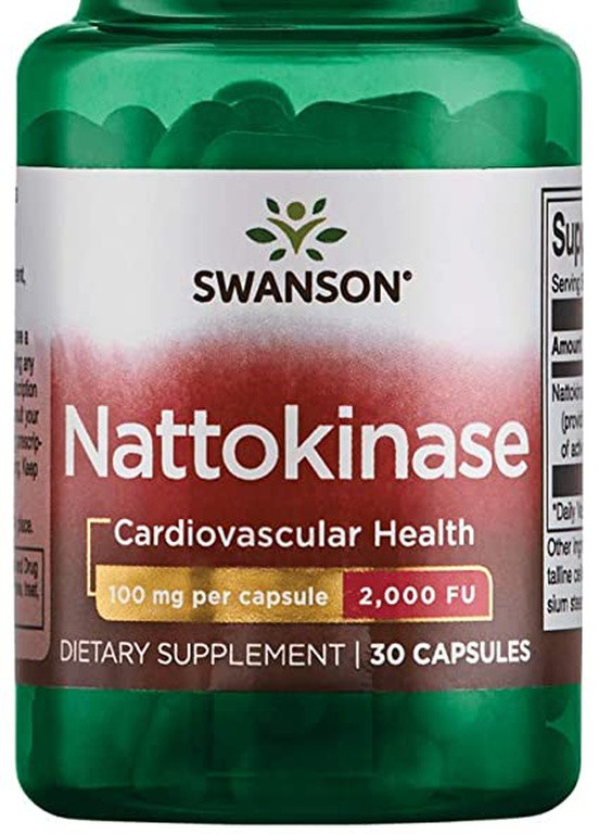 Наттокиназа Nattokinase 2000 Fibrinolytic Units 100 mg 30 Caps Swanson (257329311)