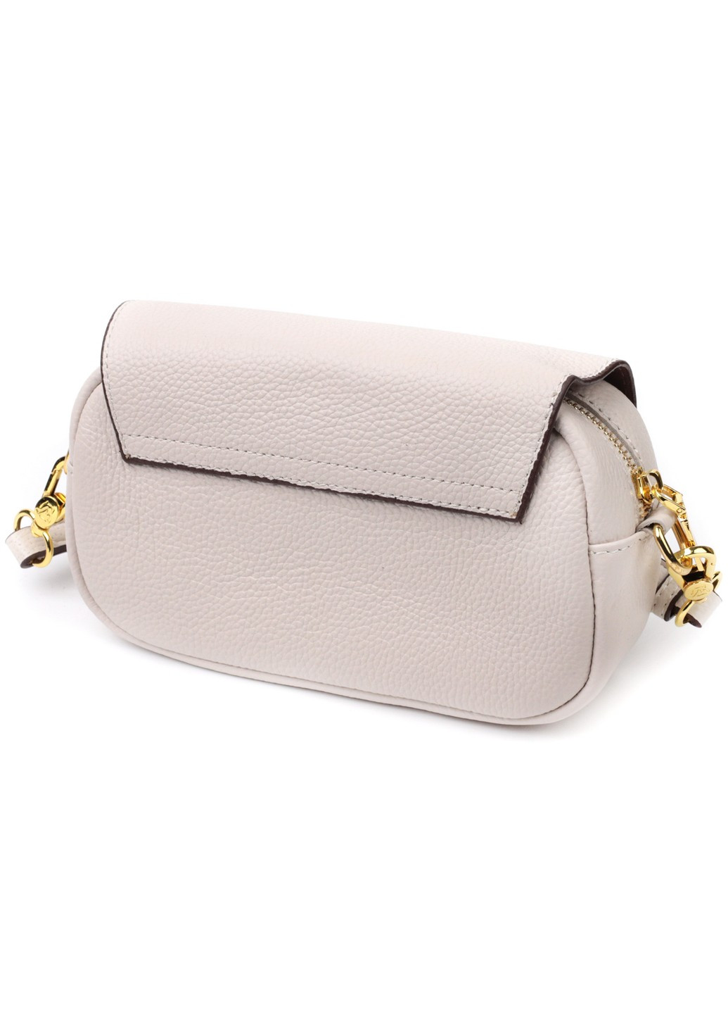 Красива сумка жіноча з клапаном з натуральної шкіри 22431 Біла Vintage (276457495)