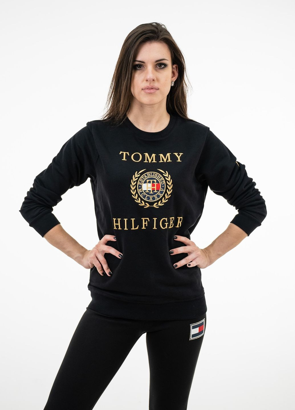 Світшот жіночий Tommy Hilfiger - крій чорний кежуал бавовна органічна - (264485722)