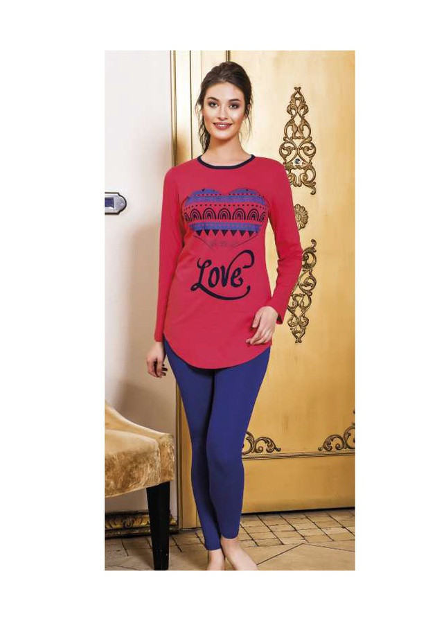 Красная всесезон домашняя одежда - 9283 l пижама кофта + брюки Lady Lingerie