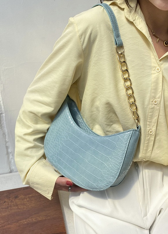 Женская сумочка багет рептилия голубая бирюзовая No Brand (259294529)