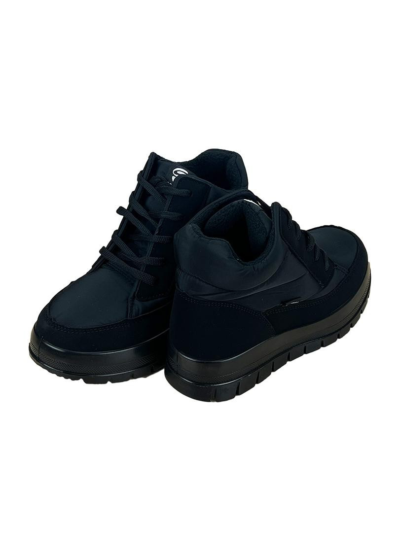 Черные дутики женские короткие ботинки черные на шнуровке 14501-10 Progres
