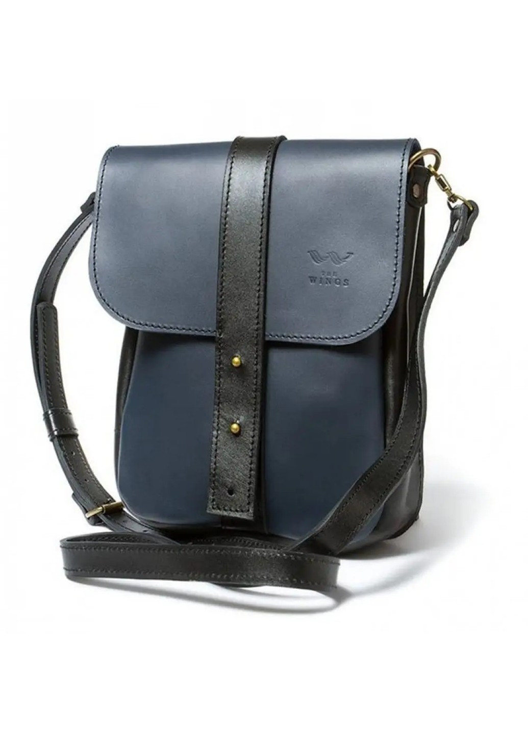 Мужская кожаная сумка Mini Bag сине-черная TW-MINI-BAG-M-BLUE-BLACK-KSR The Wings (263518980)