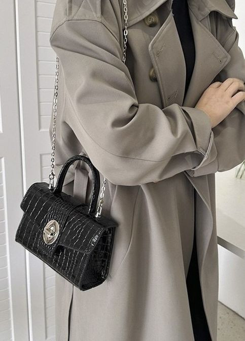 Жіноча класична сумка 305 крос-боді рептилия через плече чорна No Brand (276254380)