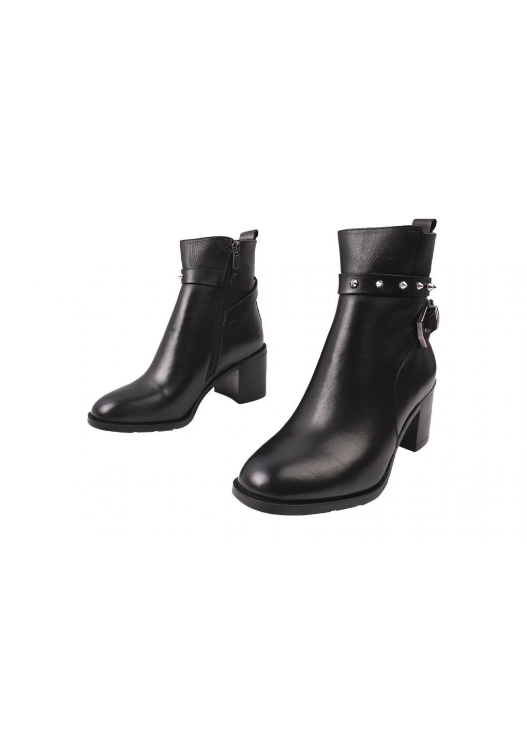 Черные ботинки женские из натуральной кожы,на большом каблуке,черные,турция Molly Bessa 234-20DH
