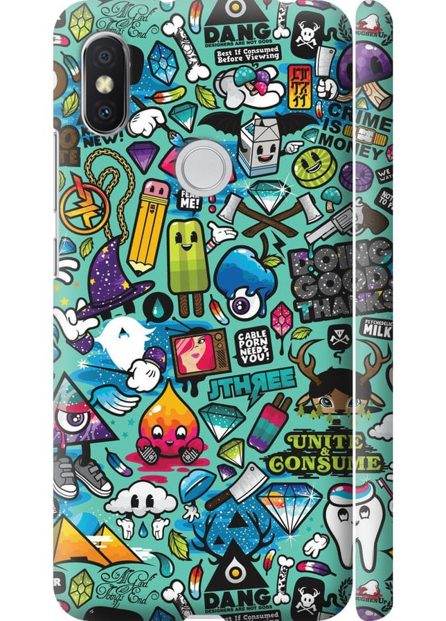 3D пластиковий матовий чохол 'Стікер бомбінг 1' для Endorphone Xiaomi Redmi S2 (257840164)