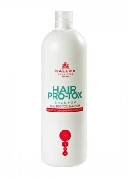 Шампунь для волос Pro-Tox с кератином коллагеном/гиалуроновой кислотой Cosmetics 1 л Kallos (267493677)