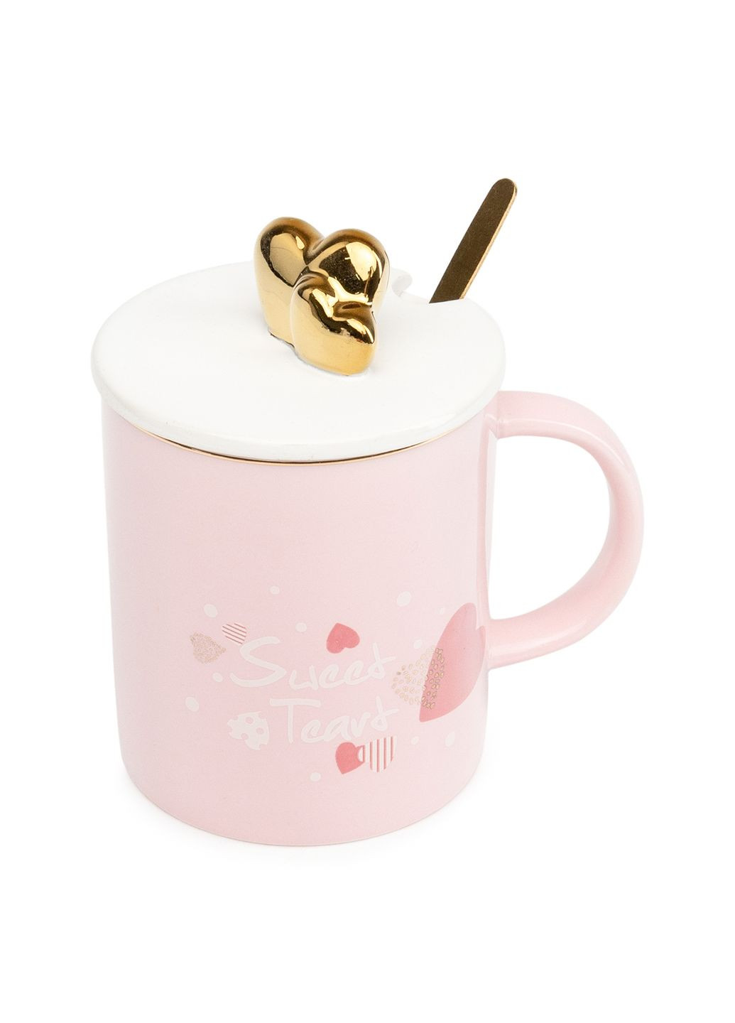 Чашка с крышкой и ложкой "With love цвет розовый ЦБ-00235234 No Brand (272092500)