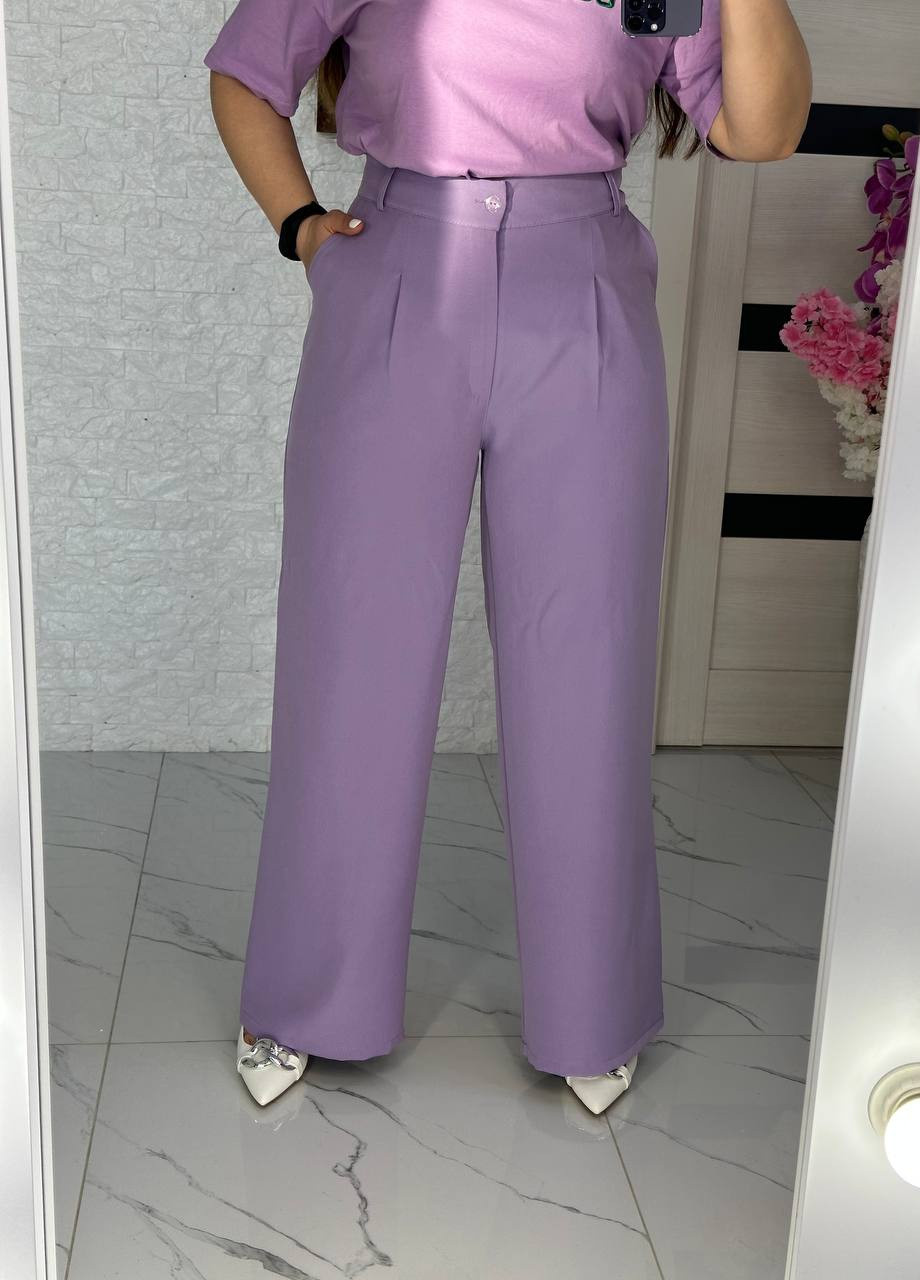 Жіночі штани з високою посадкою колір ліловий 436788 New Trend (259750836)