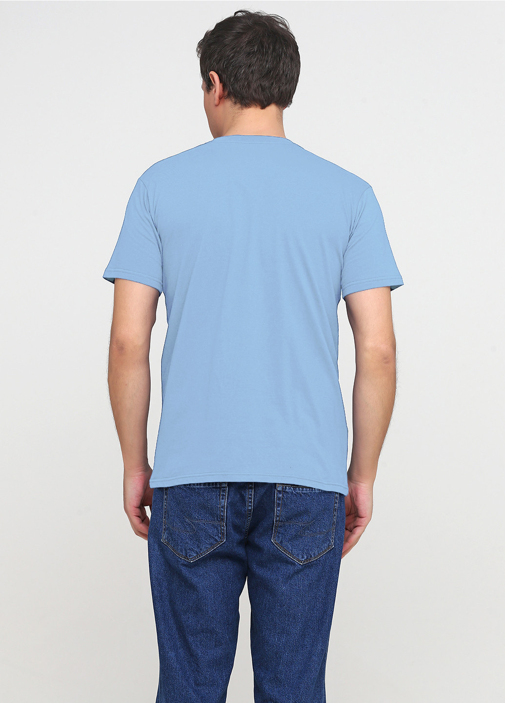 Голубая футболка мужская голубая с принтом козак с коротким рукавом Malta