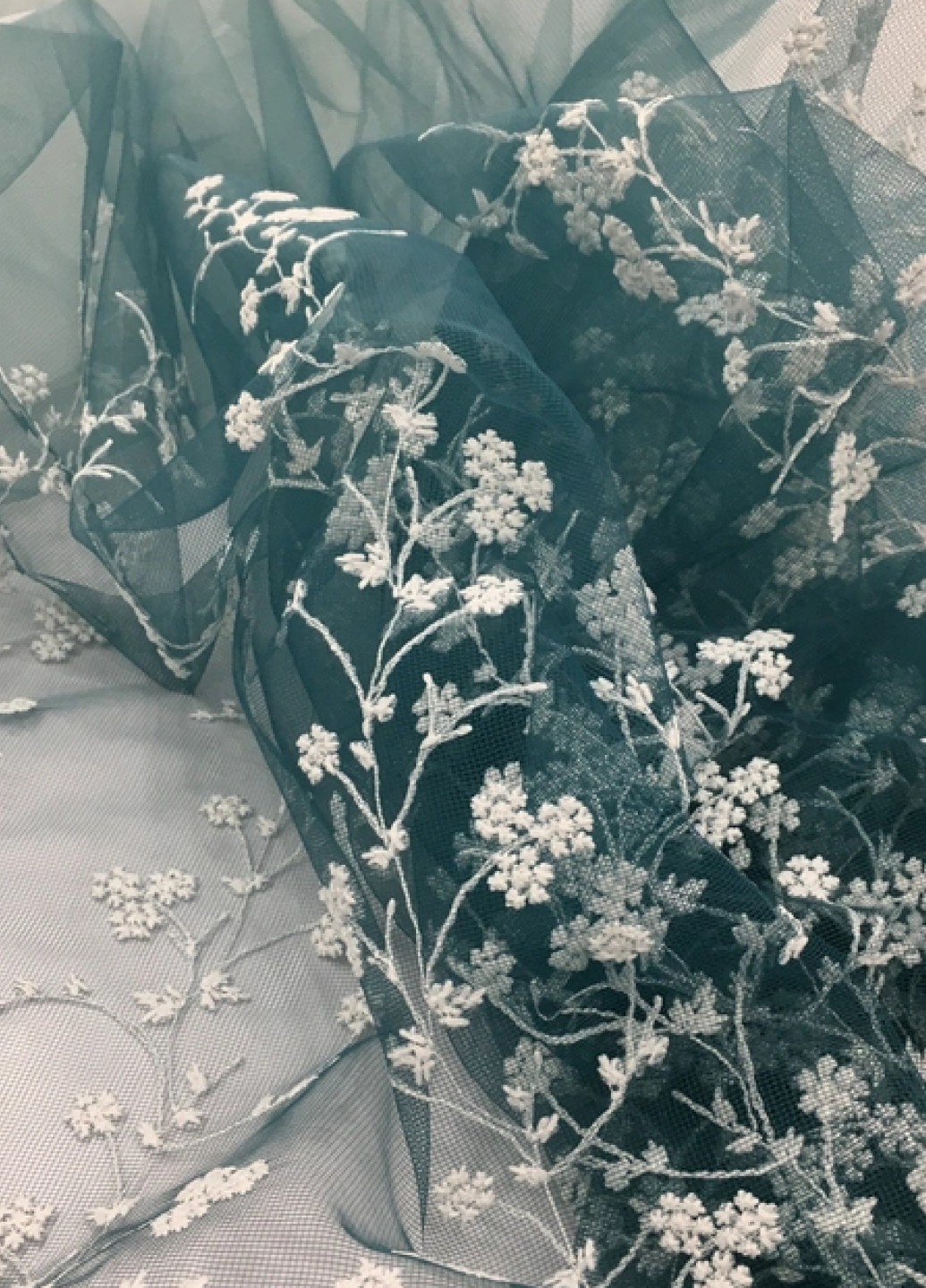 Готовий бірюзовий тюль фатін сітка з вишивкою, омбре градієнт, ширина 300 см, висота 220 см No Brand (259215329)