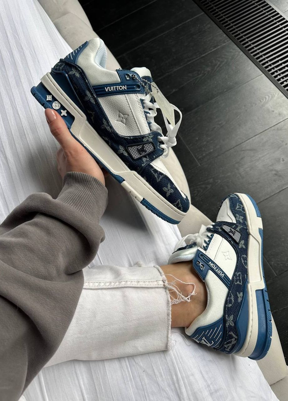 Синій всесезонні кросівки Vakko Louis Vuitton Trainer Sneaker White / Blue