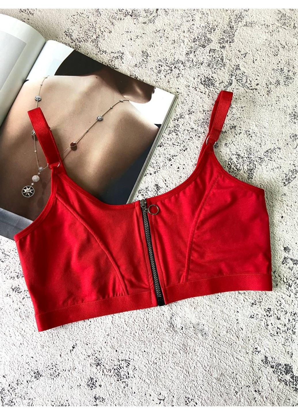 Хлопковый топ без поролона с застежкой спереди Cottonhill (263058041)