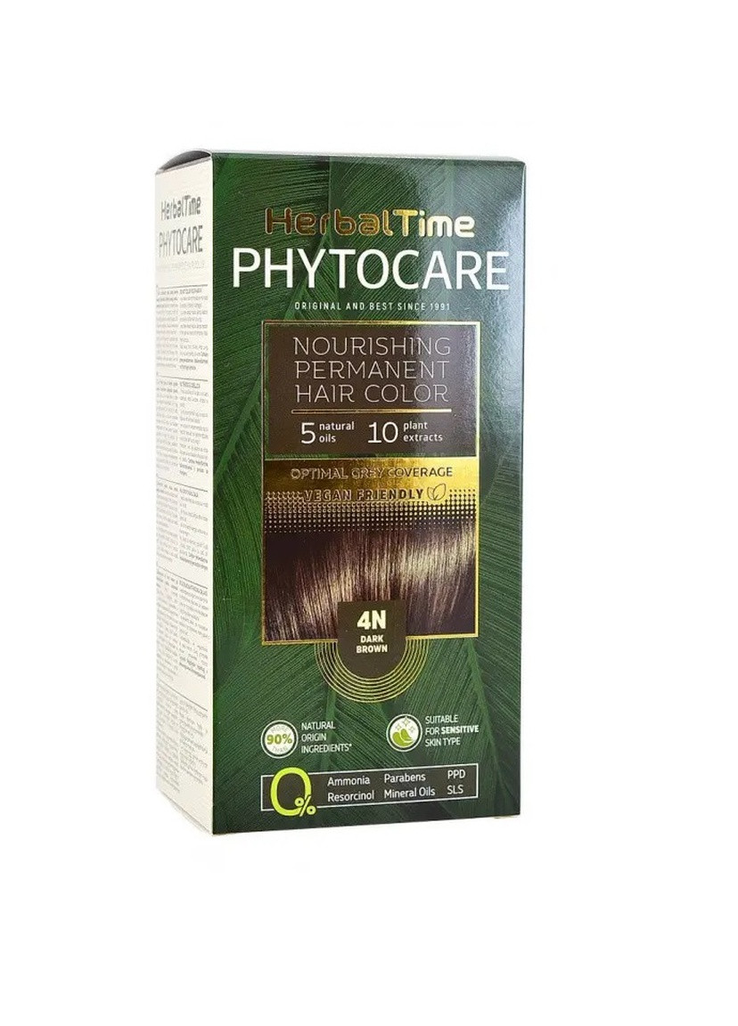 Краска для волос безаммиачная Phytocare №4N Темно-коричневый 125 мл Herbal Time (258590276)