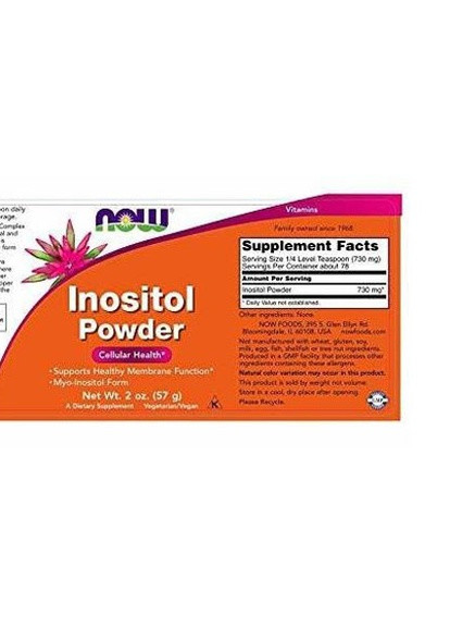 INOSITOL PURE PWD 4 OZ 113 g /204 servings/ Now Foods (257252329)
