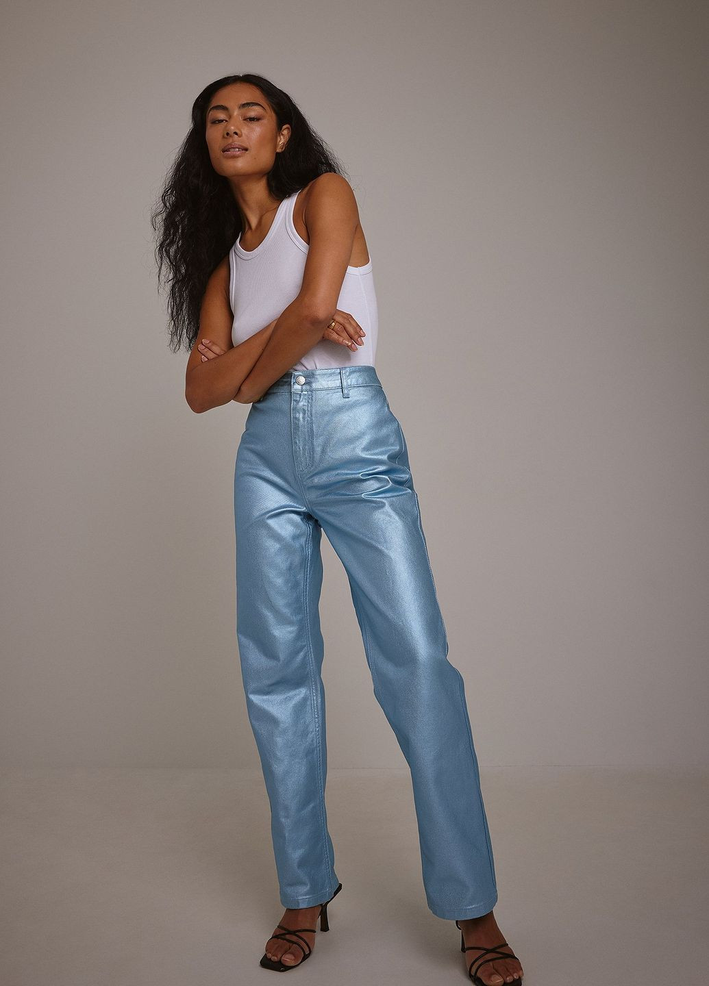 Штани демісезон,блакитний-сріблястий, NA-KD (276457128)