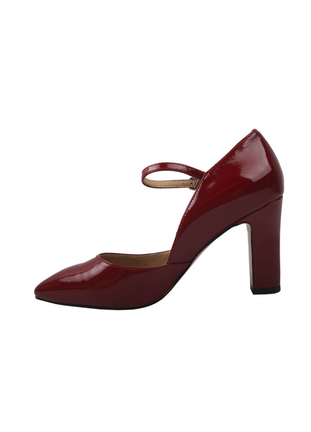 Туфлі жіночі з натуральної лакової шкіри, на великому каблуці, червоні, Angelo Vani 110-9dt (257426236)