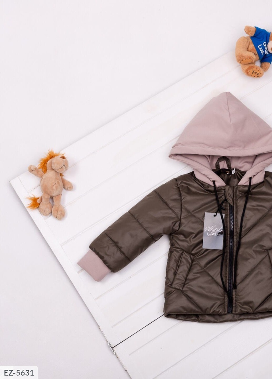 Оливкова (хакі) дитяча демі куртка колір хакі р.98 374160 New Trend