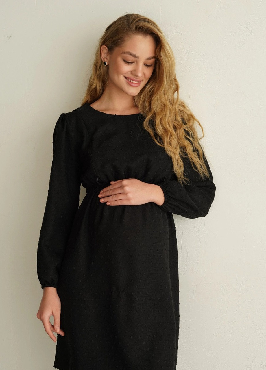 Чорна сукня для вагітних та годуючих мам із секретом для годування чорна бавовняна To Be