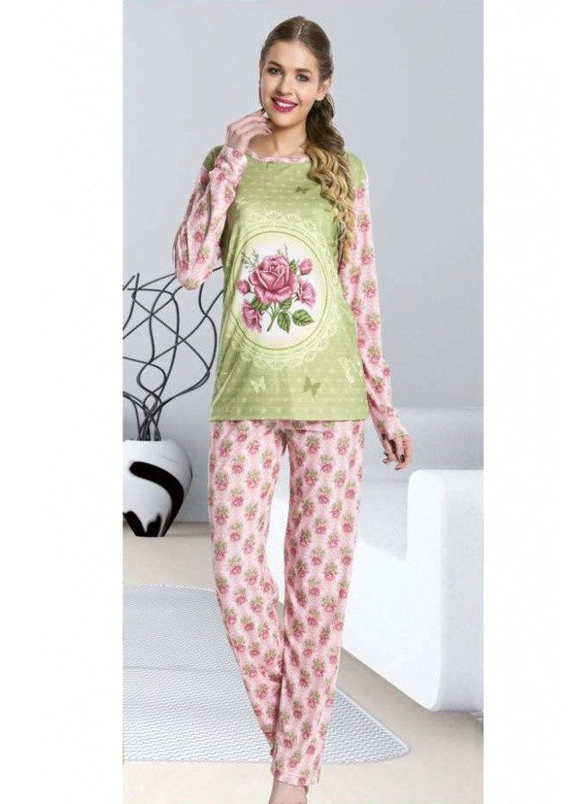 Комбінована всесезон домашній одяг - 9233 xl піжама кофта + брюки Lady Lingerie