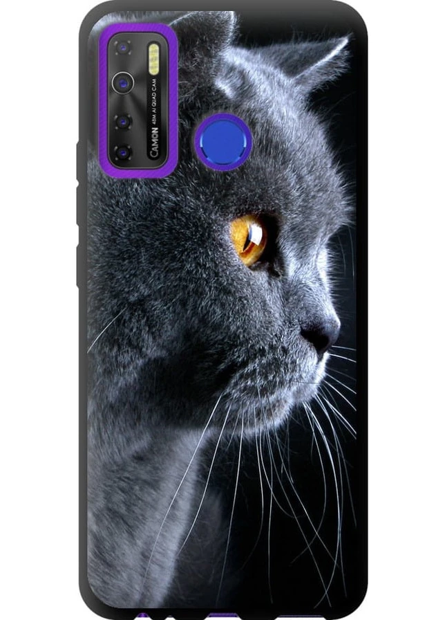 TPU чорний чохол 'Гарний кіт' для Endorphone Tecno Camon 15 (258358608)