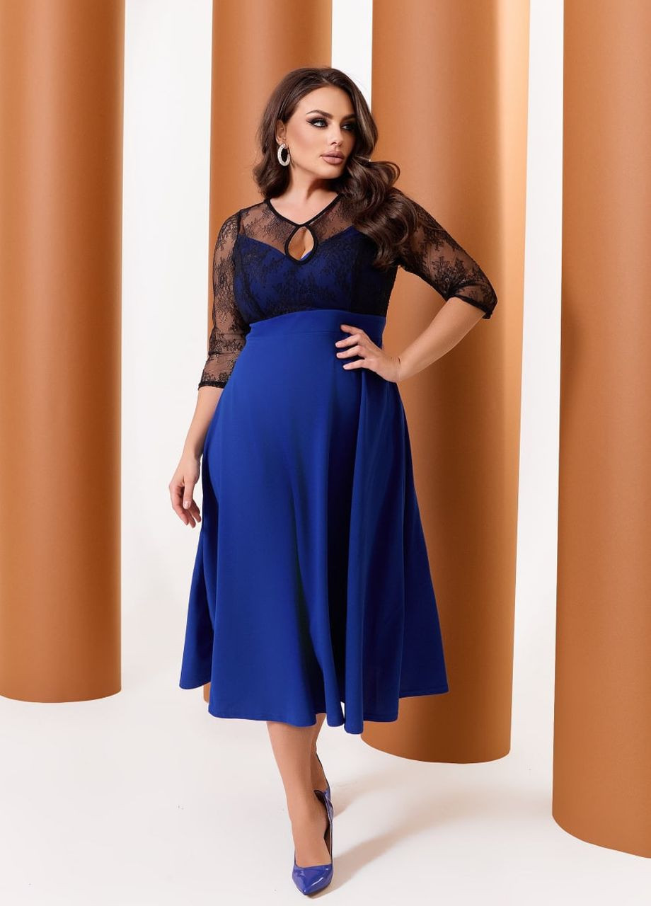 Синя стильное женское платье а-силута лектрик р.60/62 448393 New Trend