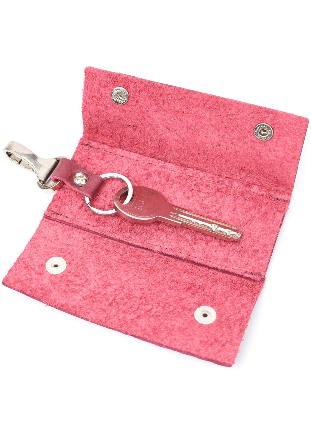 Жіноча шкіряна ключниця на кнопках 11640 Бордовий Grande Pelle (267507191)