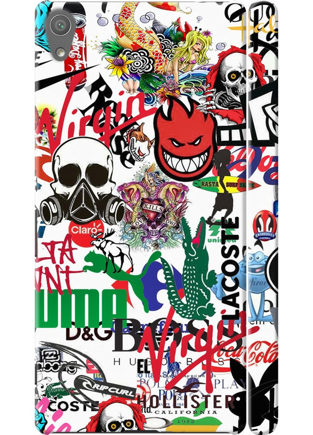 3D пластиковий матовий чохол 'Many different logos' для Endorphone Sony Xperia XA F3112 (257902033)