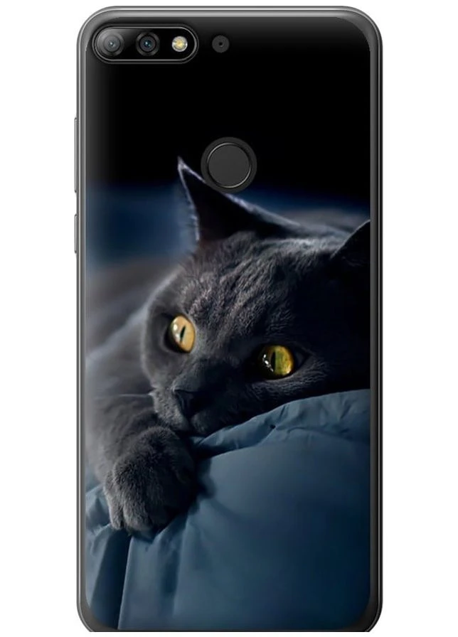 Силиконовый чехол 'Дымчатый кот' для Endorphone Huawei Y7 Prime 2018 (267148082)