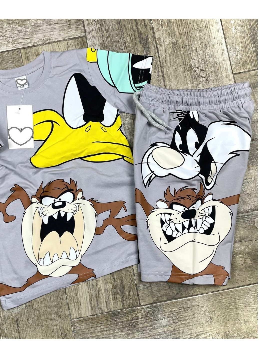 Серый летний комплект (футболка, шорты) donald duck (дональд дак Disney