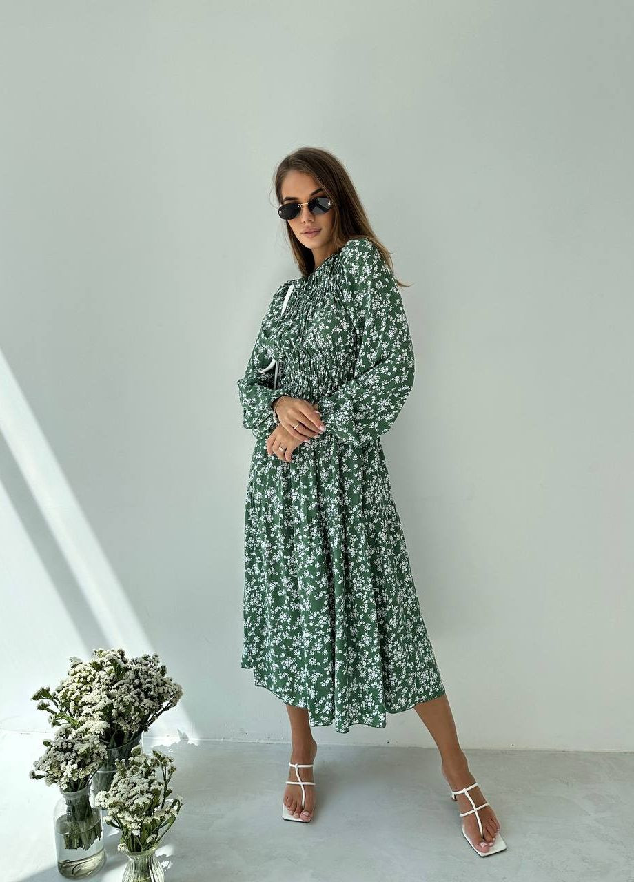 Оливкова жіноча сукня софт No Brand