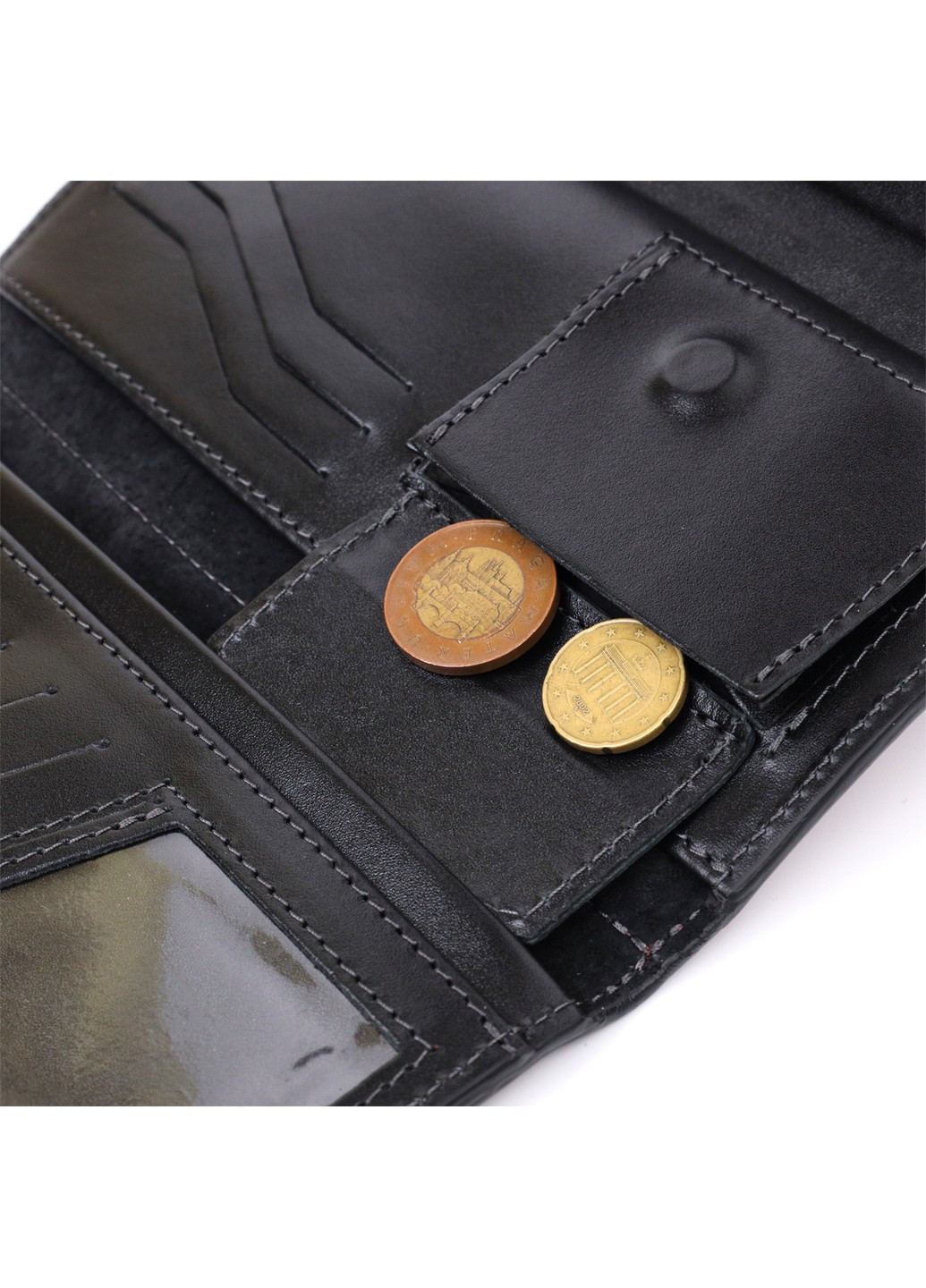 Вместительный кошелек с монетницей снаружи из натуральной кожи 11647 Бордовый Grande Pelle (267927751)