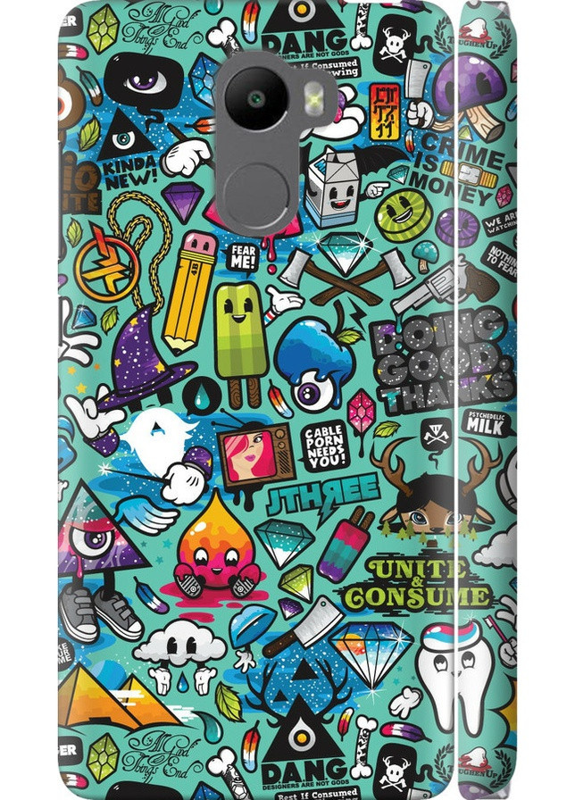 3D пластиковый матовый чехол 'Стикер бомбинг 1' для Endorphone Xiaomi Redmi 4 (257906476)