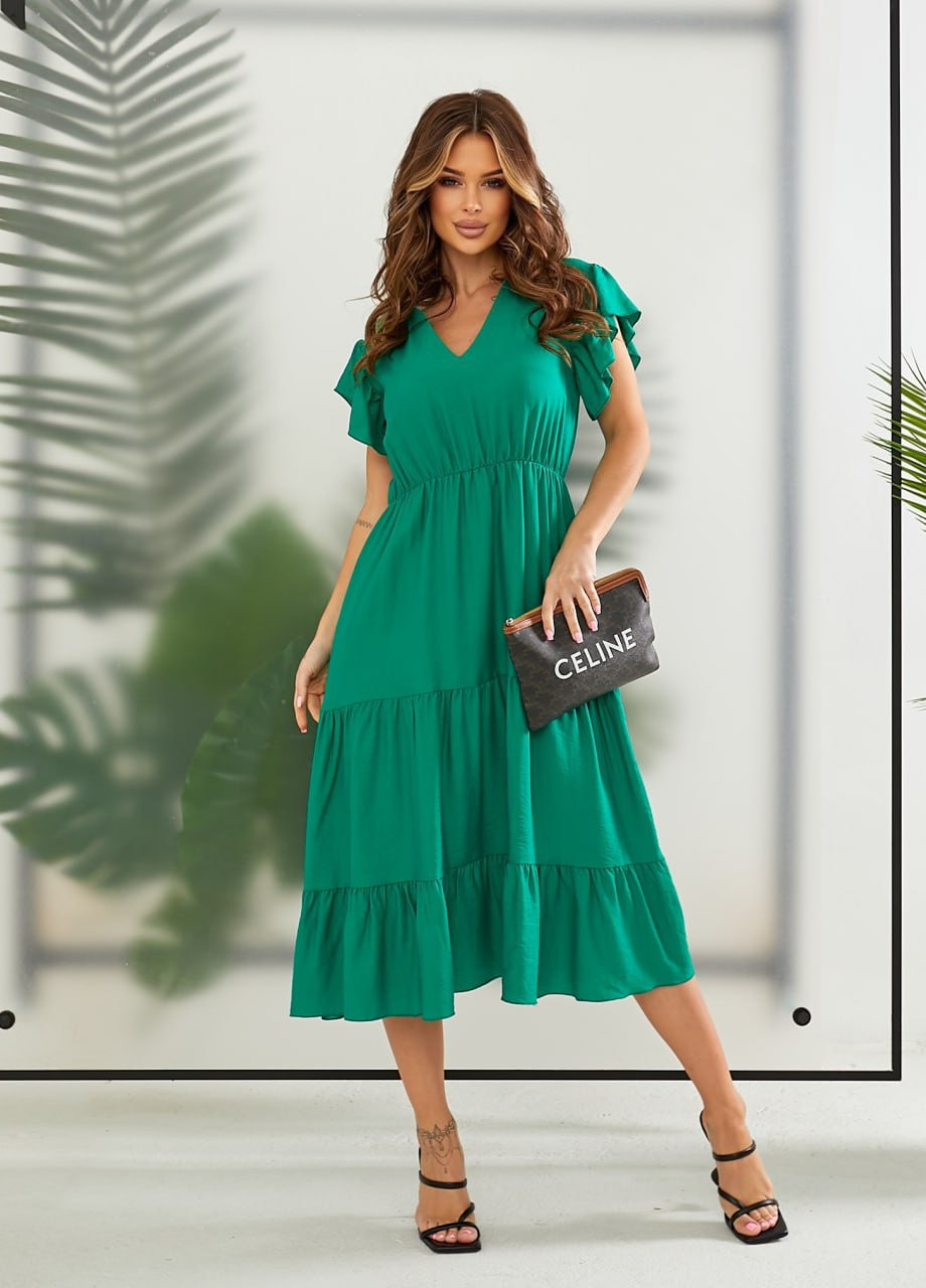 Зелена жіноча сукня міді колір зелений р.42/44 435747 New Trend