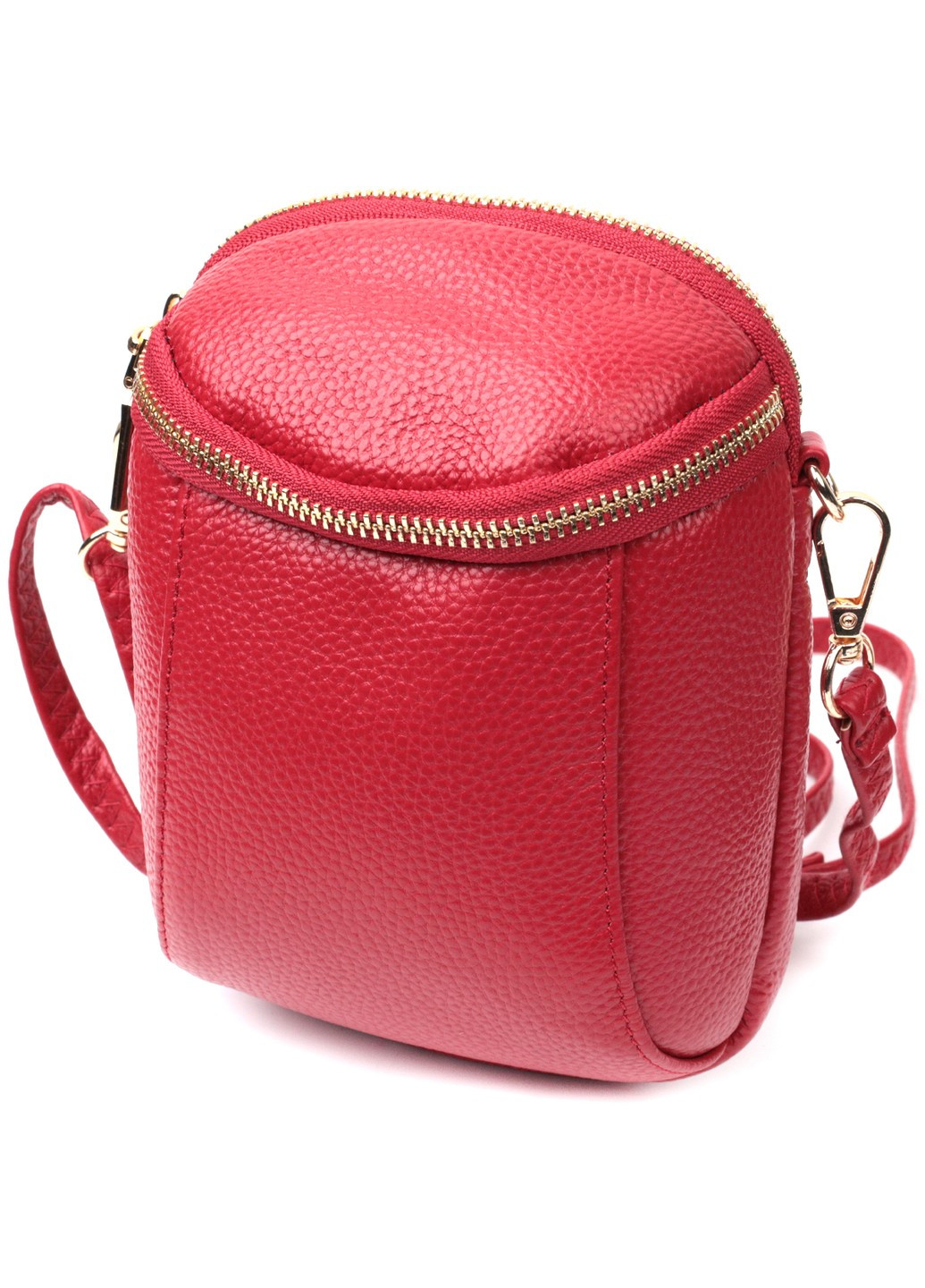 Яркая сумка интересного формата из мягкой натуральной кожи 22340 Красная Vintage (276461810)