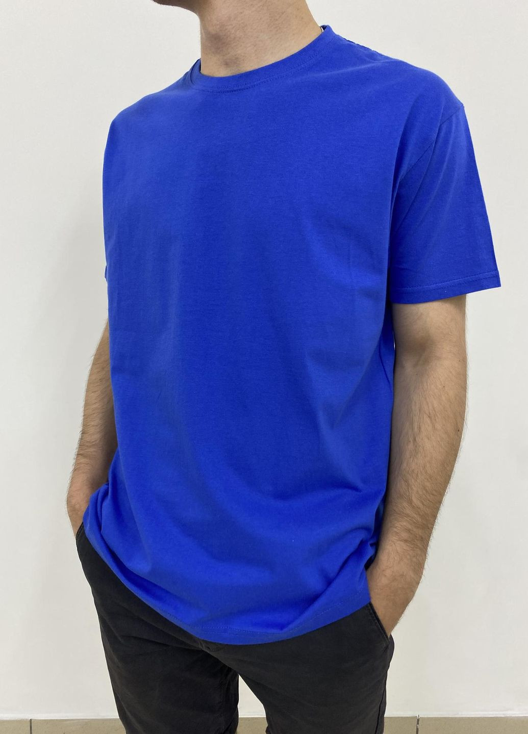 Синяя футболка basic электрик с коротким рукавом Vakko