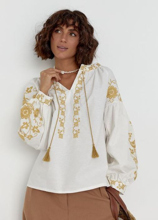 Блузка вышиванка Козачка белая вышита золотом No Brand (260596301)