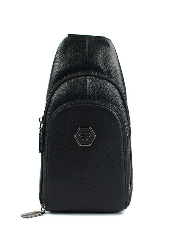 Шкіряна чоловіча нагрудна сумка рюкзак слінг на одне плече, чорний діловий слінг з натуральної шкіри No Brand (266914602)