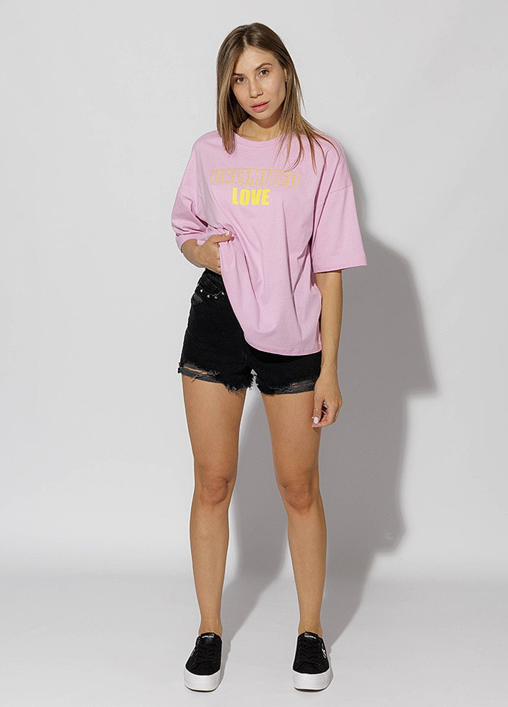 Сиреневая летняя женская футболка регуляр цвет сиреневый цб-00219210 Aden