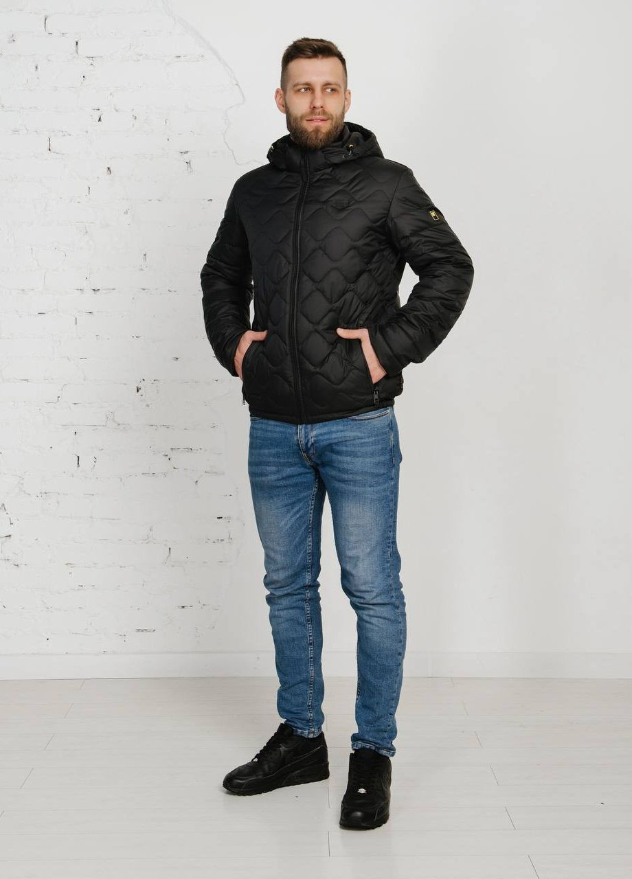 Чорна демісезонна чоловіча куртка весняна великого розміру SK