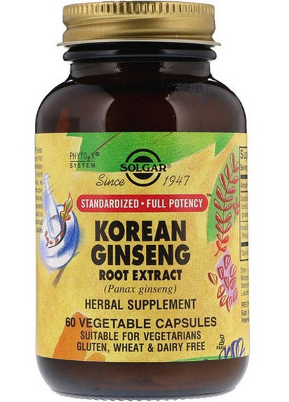 Korean Ginseng Root Extract 60 Veg Caps SOL-04138 Solgar (256720443)