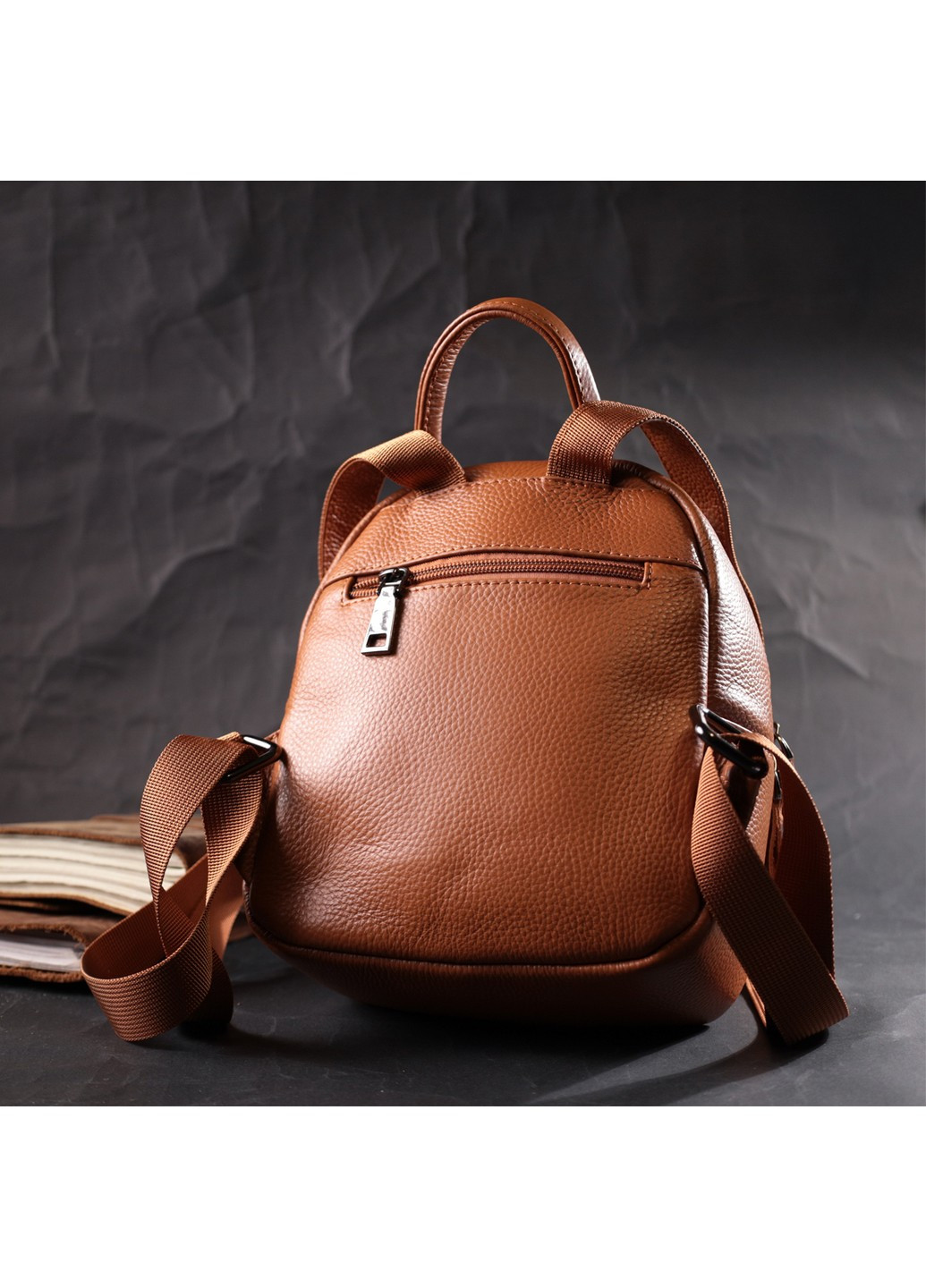 Небольшой стильный рюкзак из натуральной кожи 22433 Коричневый Vintage (276461845)