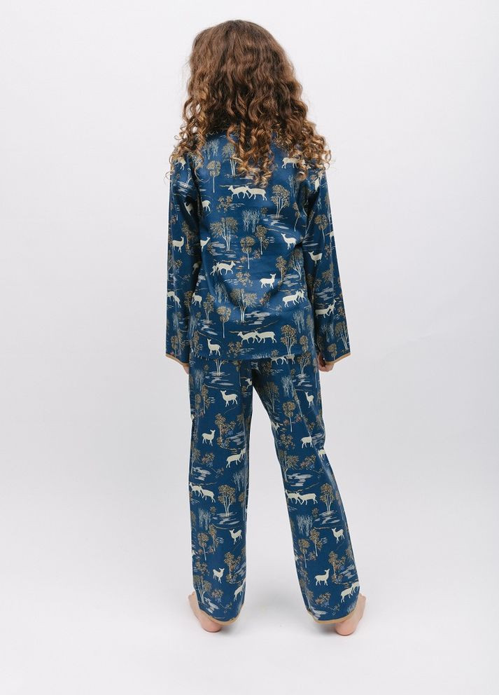 Синя всесезон піжама для дівчинки 7032 рубашка + брюки Cyberjammies Fawn
