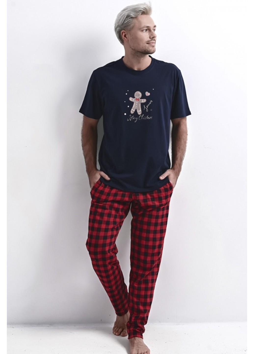 Пижама мужская из хлопка темно-синяя с рождественским принтом Matt S2020197 Sensis (273609195)