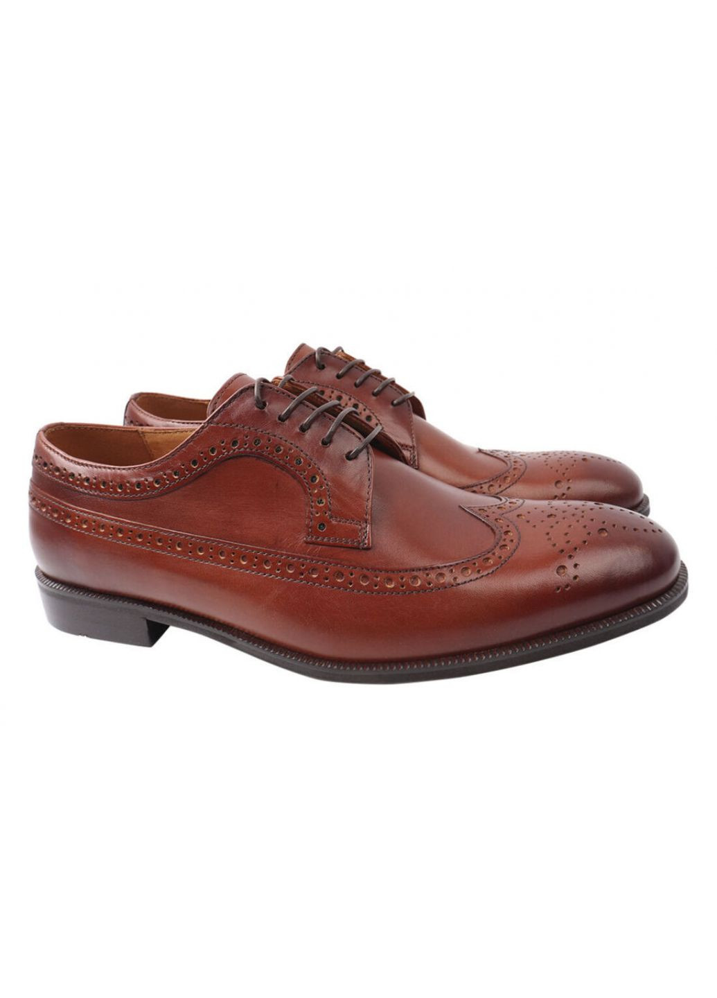 Туфлі чоловічі з натуральної шкіри, на шнурівці, на низькому ходу, коричневі, Conhpol 287-21dt (257419931)