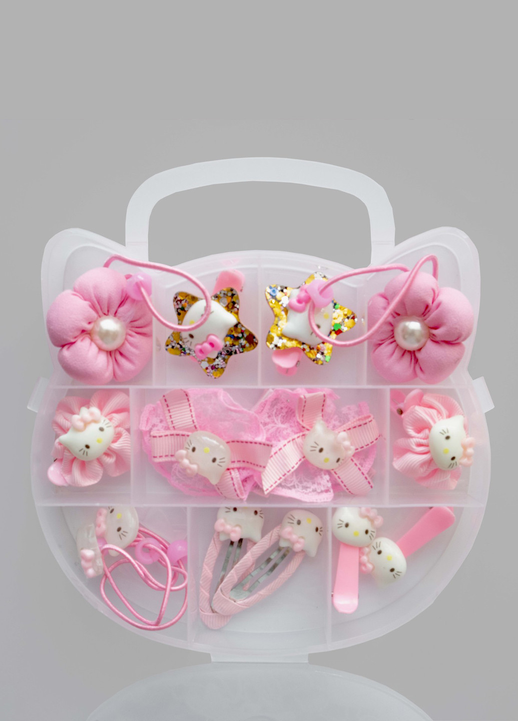 Набор резинок и заколок для волос "Котенок", розовые, 14 шт в пластиковой коробочке Анна Ясеницька (260012100)