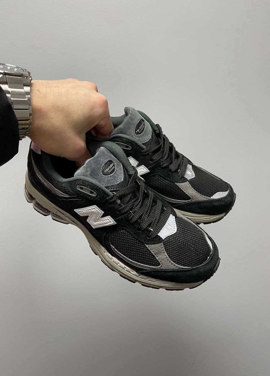 Чорні Осінні кросівки чоловічі, вьетнам New Balance 2002R ‘Black White Logo’