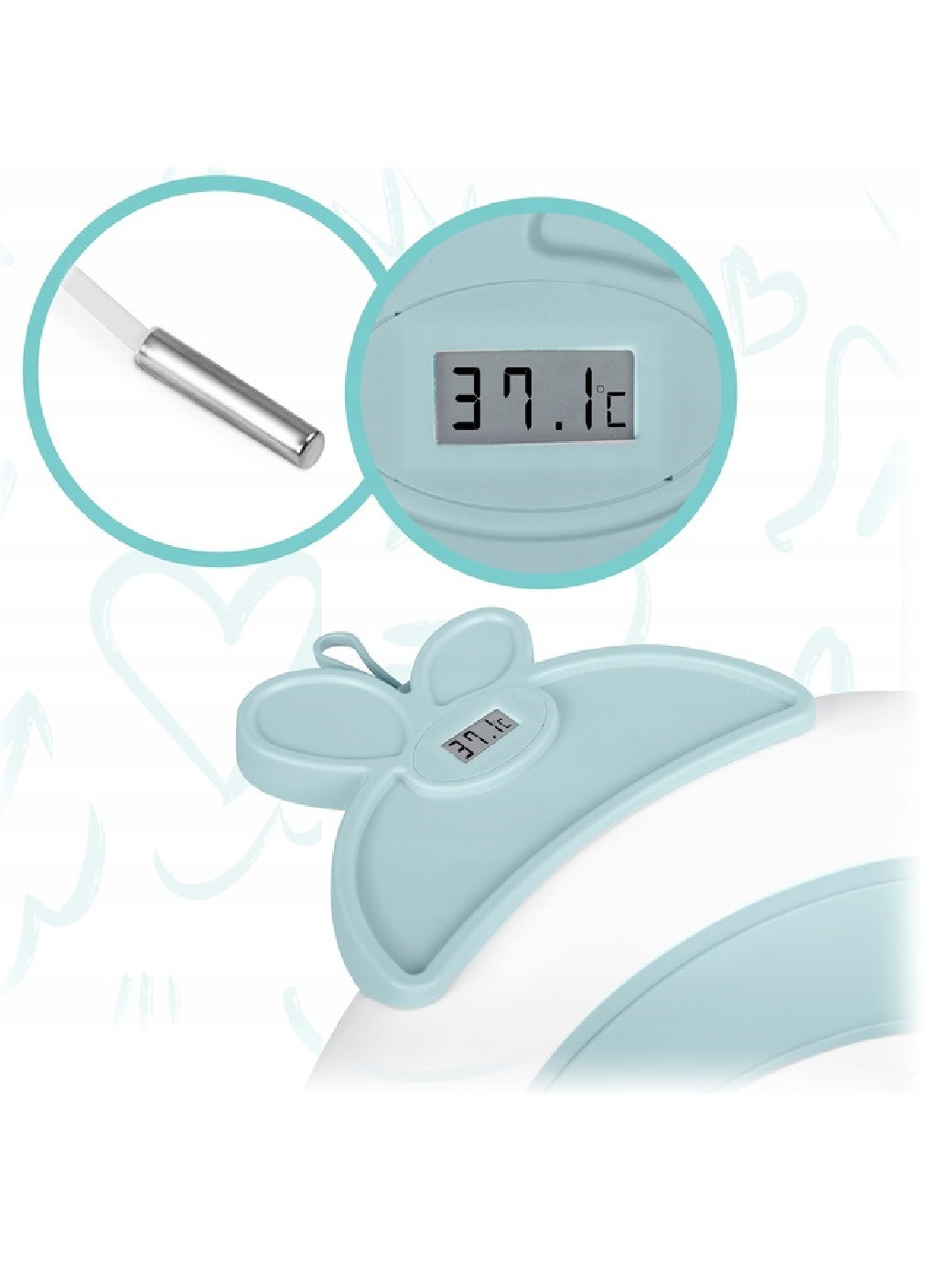 Детская складная ванночка с термометром нескользящими ножками дисплеем 96х21.5 см (476098-Prob) Бело-голубая Unbranded (276310934)
