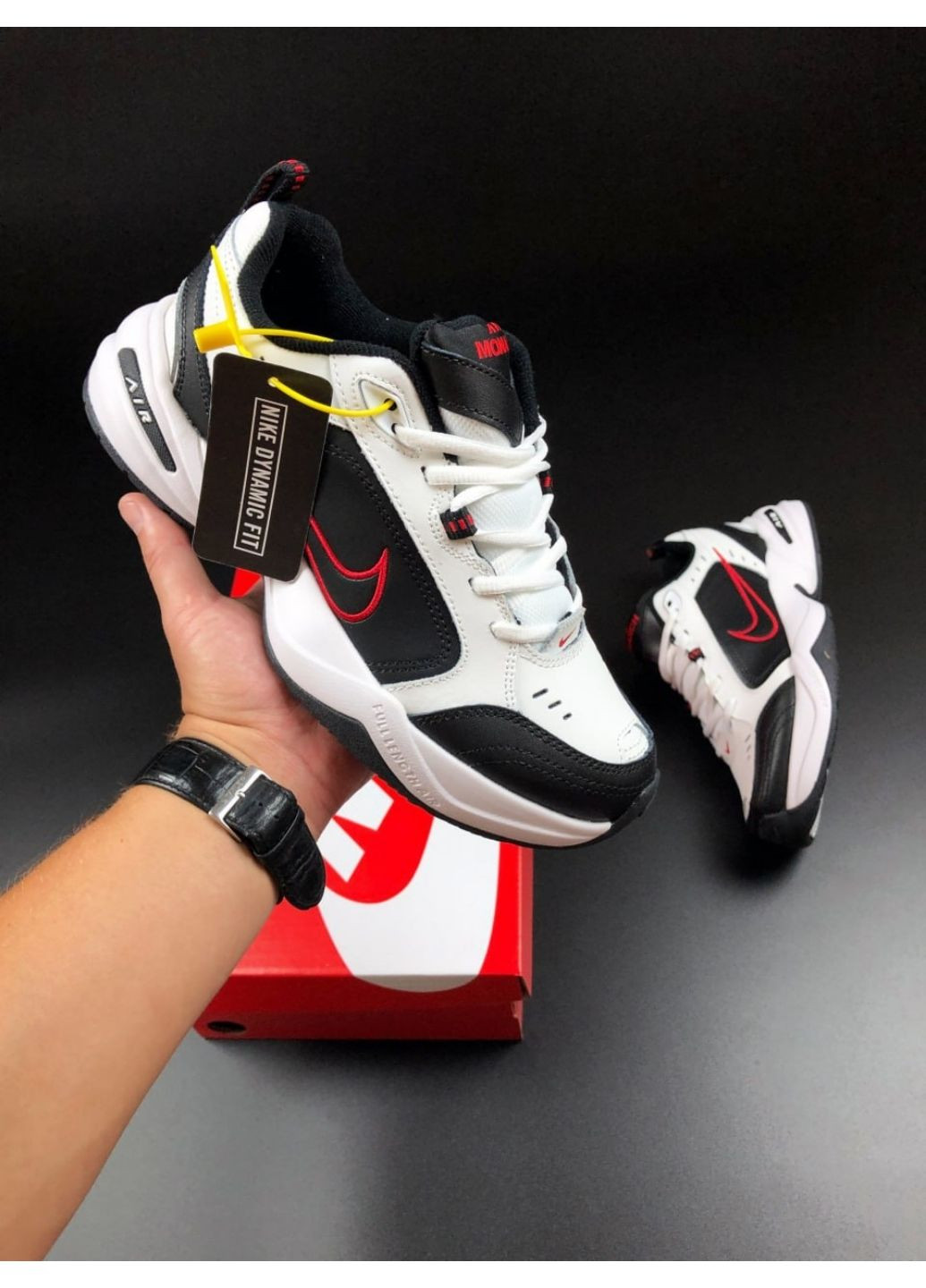 Чорно-білі Осінні чоловічі кросівки білі з чорним «no name» Nike Air Monarch