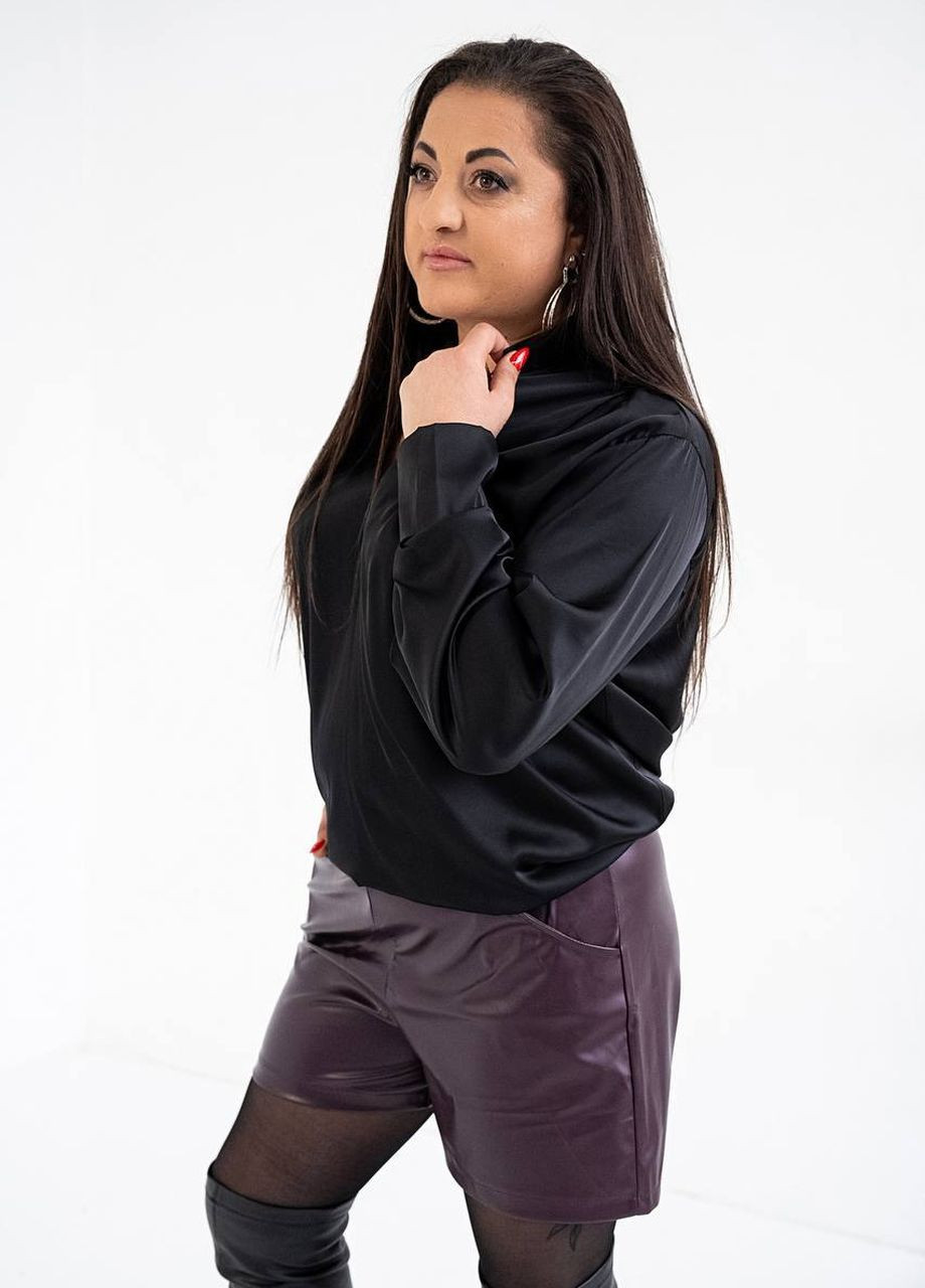 Чёрная женская рубашка из шелка армани цвет черный р.44/48 445854 New Trend